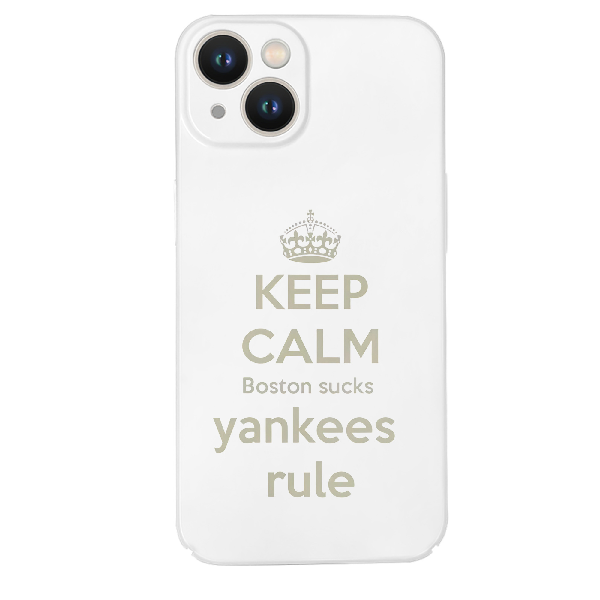 New York Yankees Keep Calm Yankees Rule Boston Sucks IPhone 14 Series Full-Cover Hard Case – Shockproof With Raised Camera Protection – Precise Cutouts, Wireless Charging Compatible – Durable, Anti-Yellowing, Easy To Clean